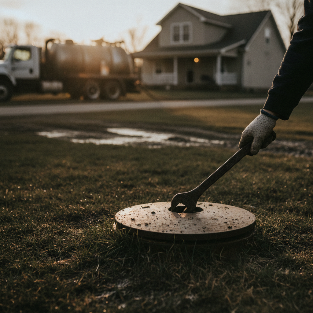 Emergency Septic Service no peoples face just hand