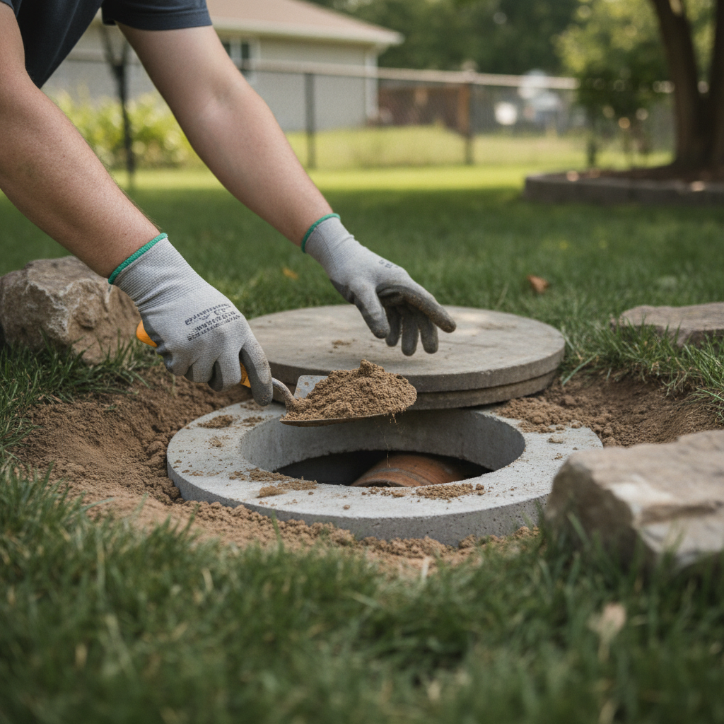 Dry Well Repair no peoples face just hand